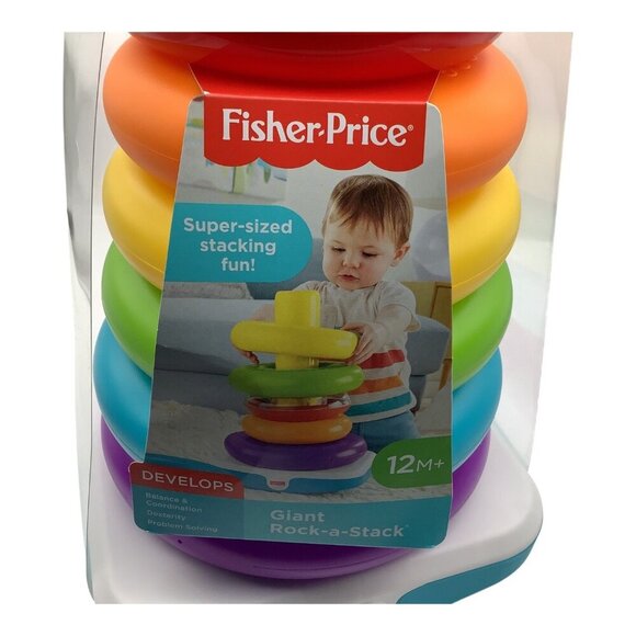 Fisher Price Giant Rock-A-Stack Colorful Ring Stacker Toy 12M+ - Picture 6 of 7